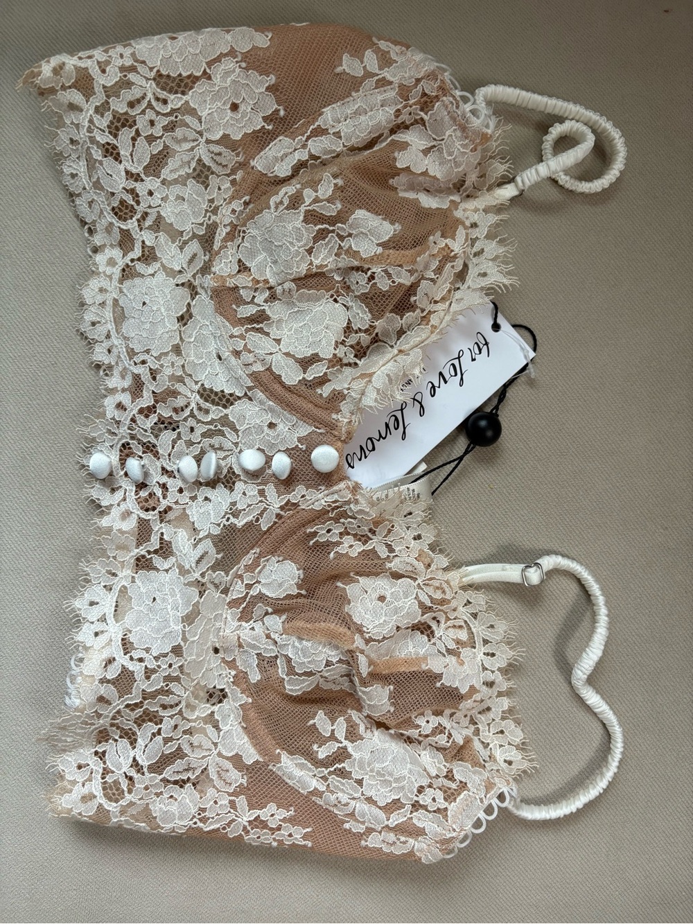 *NWT* For Love And Lemons Ivory Lace Bralette with Nude Lining